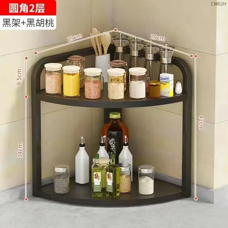 Kitchen Corner Storage Rack Table Top Triangle Shelf Household Seasoning Bottle Storage Holder Oil Salt Vinegar Storage Rack