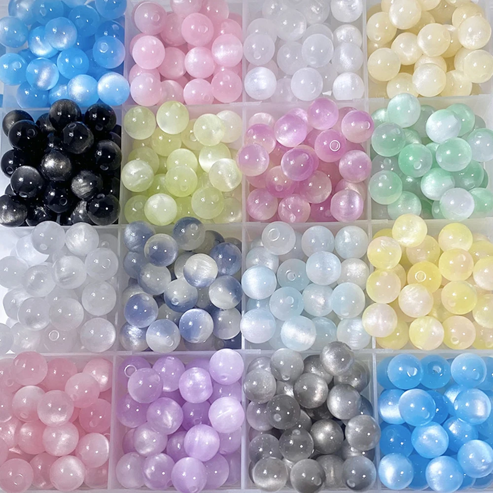 32”, 8 mm, imitatie kattenoog, hars, ronde kralen, losse kralen, armbandkralen, kralen, diy, haartouw, haarspeld, mobiele telefoonketting, armband, ketting, enkelbandje, haaraccessoires,