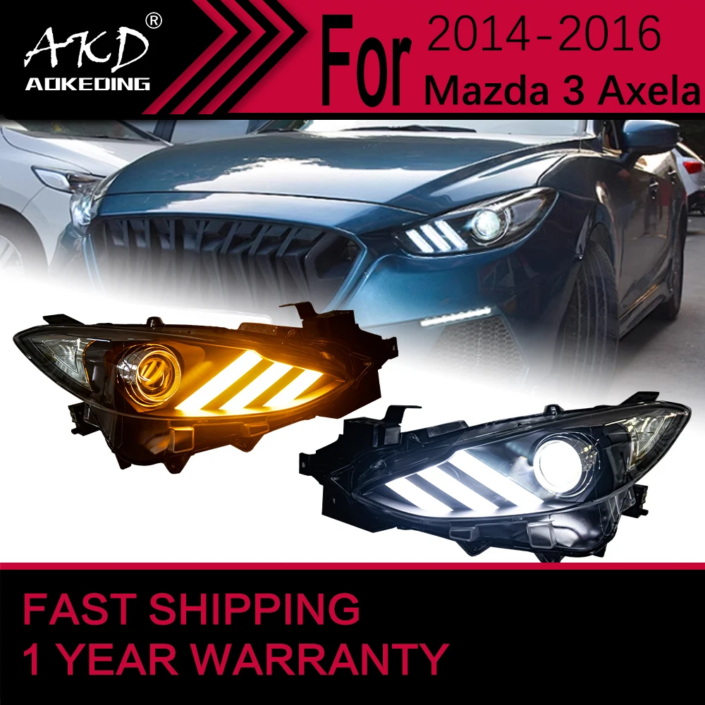 Car Lights for Mazda 3 Axela LED Headlight 2013-2016 Head Lamp Drl Projector Lens Automotive Accessories