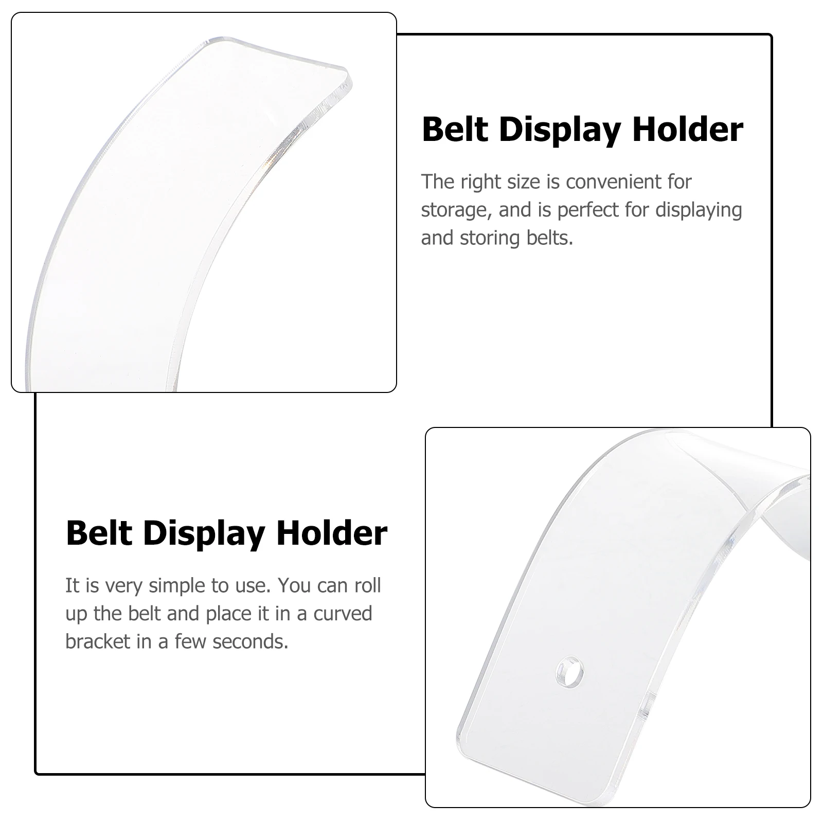 

2pcs Acrylic Belt Display Stand Clear Closet Organizer Transparent Storage Holder For Home Space Saving Desktop Belt