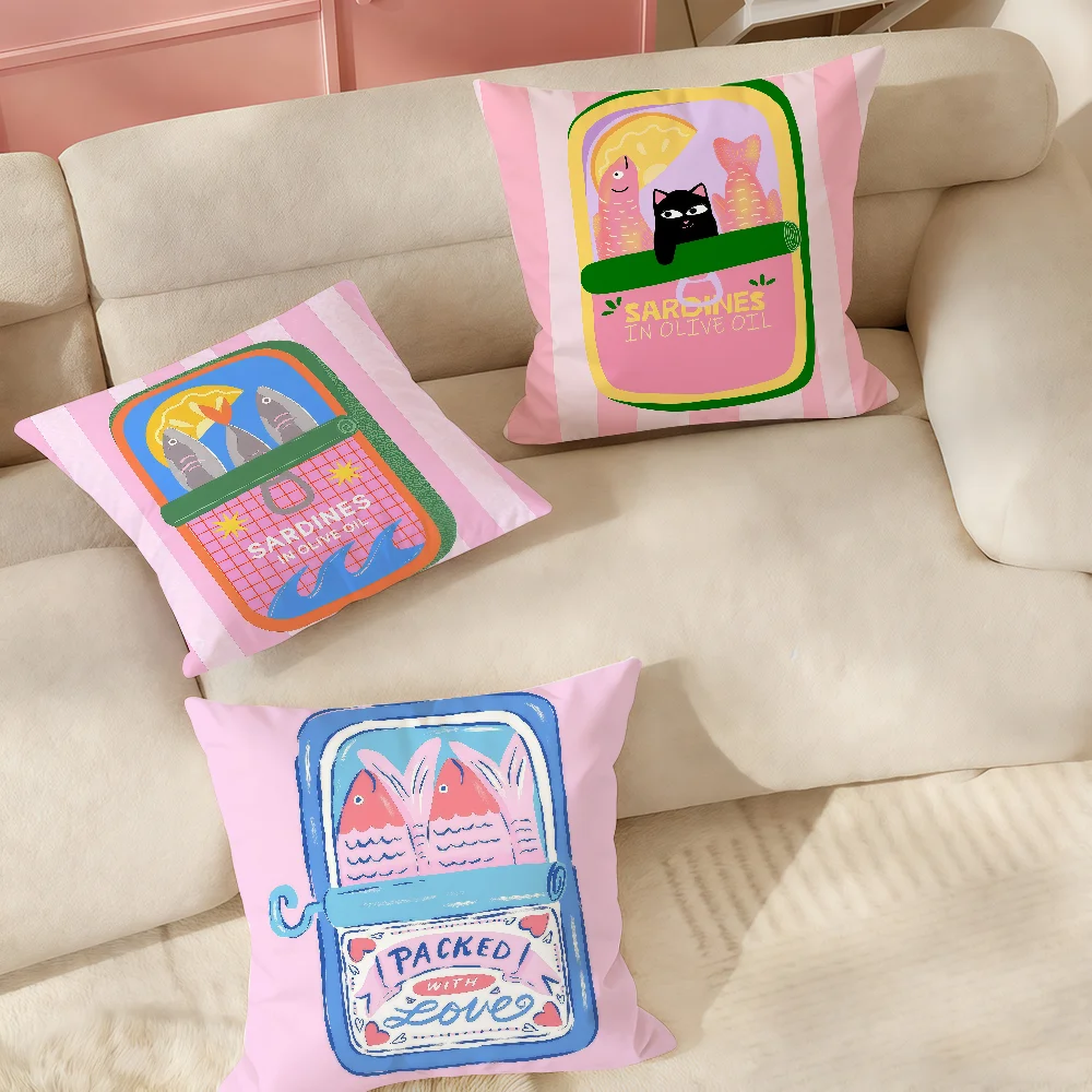 

Наволочка с изображением сардин, подходит для спален, гостиных, автомобилей, украшения дома