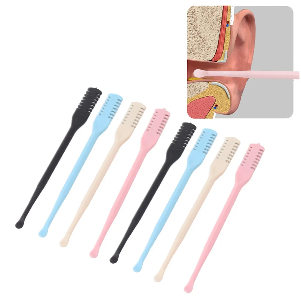 8pcs Plastic Stainless Steel Manual Nose Hair Trimmer Lightweight Black Blue Yellow Pink Nose Hair Remover 2-in-1 360° Rotating