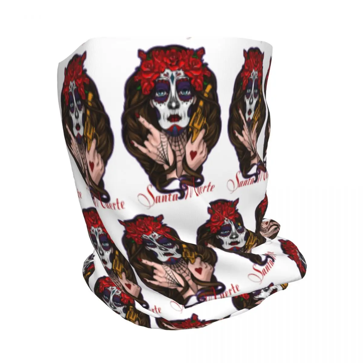 Santa Muerte Saint Death Goth Mexican Muertos Skull Bandana Neck Cover Magic Scarf Face Mask Beanies Hat Unisex Adult Winter