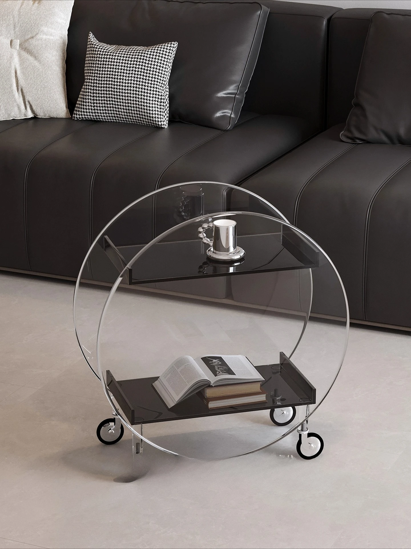 

Mobile side snack rack push-pull coffee table restaurant storage shelf