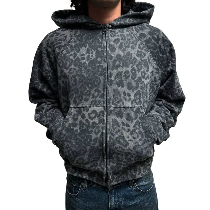 الأمريكية الرجعية ليوبارد طباعة سستة هوديي Y2K الملابس أزياء عارضة هوديي البلوز رجل إمرأة أزياء سترة