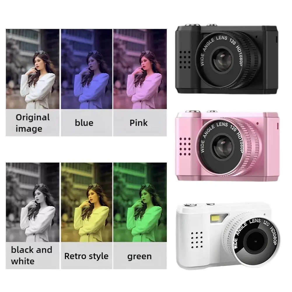 Mini Pocket Camera With Flash TFR LCD Screen 6 Color Filter Supports OTG Instant Audio Playback Holiday Gift Kids’ Pocket Camera