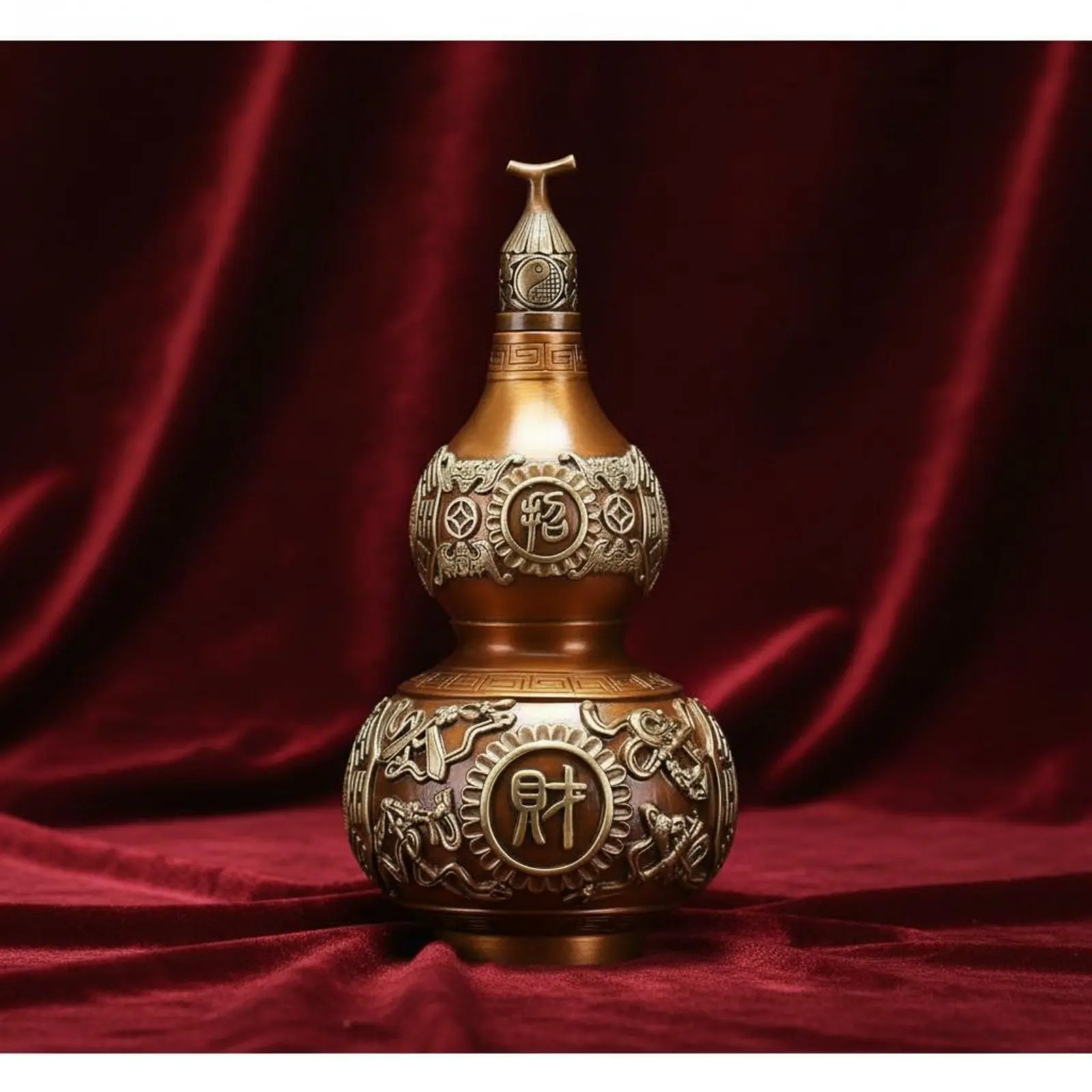 

Hollow Brass Gourd Statue Business Gift Brass Gourd Decoration Chinese Calabash Statue Attracts Prosperity and Success