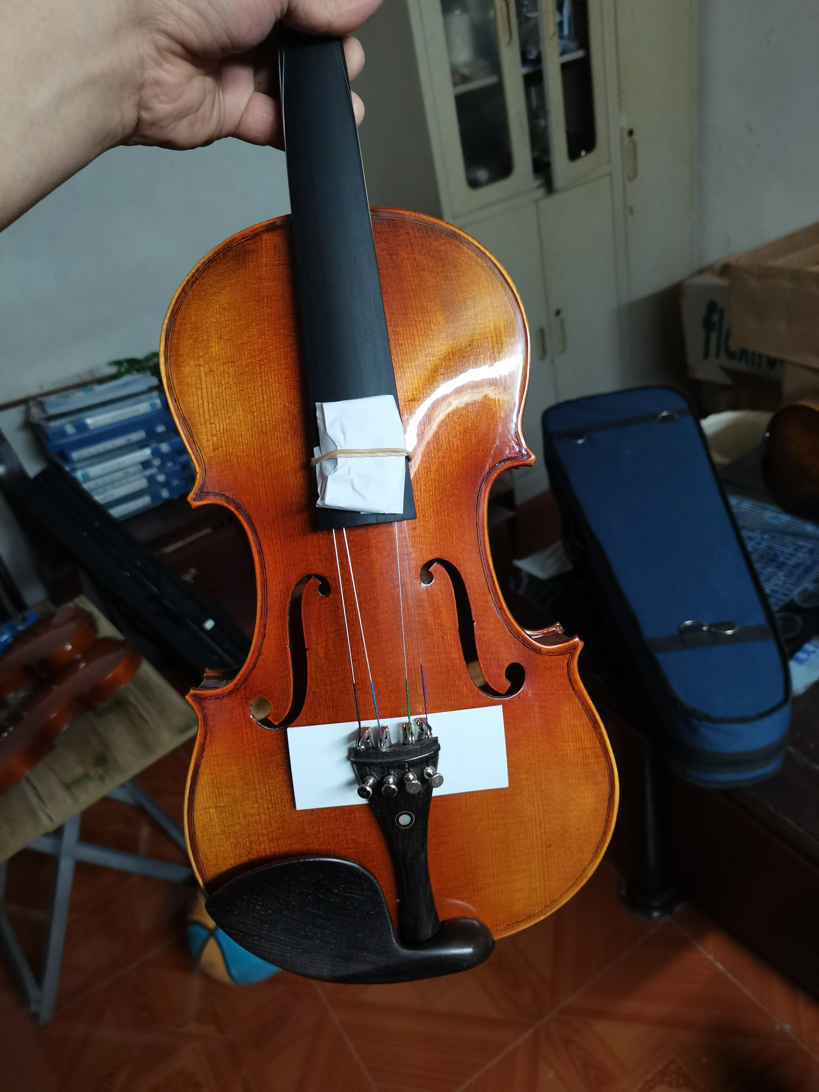 Handmade Advanced Violin, 4/4, Professional Varnish, Natural Flamed Maple, Spruce Plate, Ebony Parts with Bow Case, High Quality