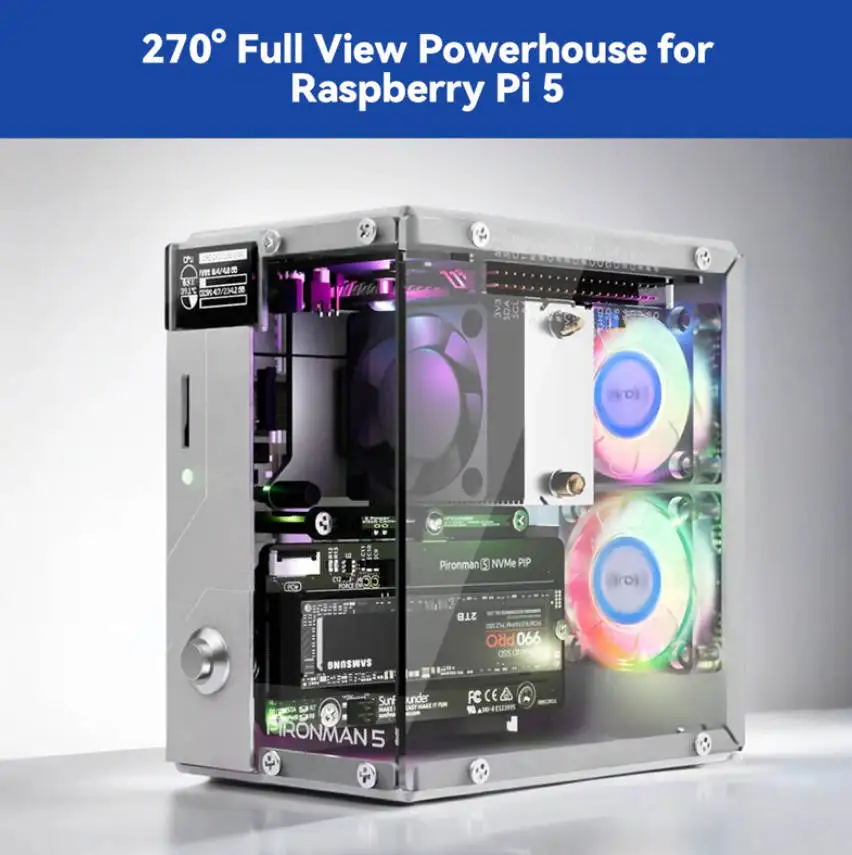 Pironman 5 NVMe M.2 SSD PCIe Mini PC Case For Raspberry Pi 5 (EN/DE/JP Online Documents）