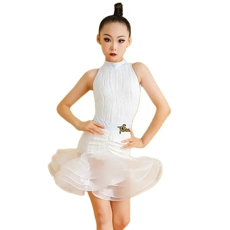 Summer Girls Latin Dance Performance Costumes Children'S Ballroom Dance Dress Kids Samba Tango Rumba Training Suit