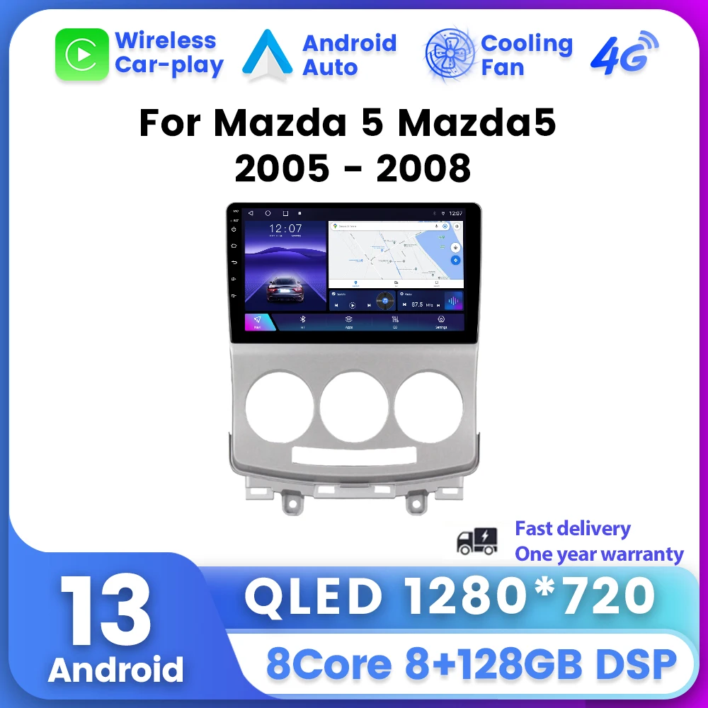

QLED Screen Car Radio For Mazda 5 Mazda5 2005 - 2008 Multimedia Video Player Navigation GPS Wireless Carplay Auto 2Din Head Unit