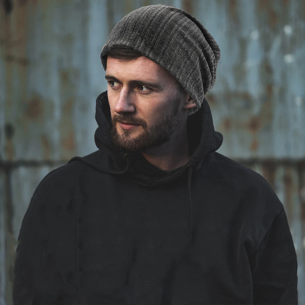 

Шапка-бини с напуском для мужчин и женщин, мешковатая шапка большого размера с черепом, летняя весенняя тонкая дышащая мягкая эластичная вязаная шапка