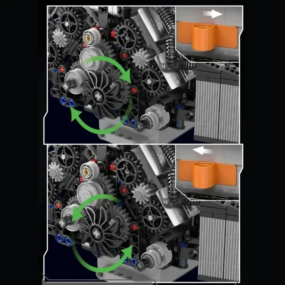 871PCS A8 W12 Motor Bouwstenen Sets Simulatie Gemotoriseerde Montage Bricks Technisch Speelgoed Desktop Ornamenten Kinderen Volwassen Geschenken