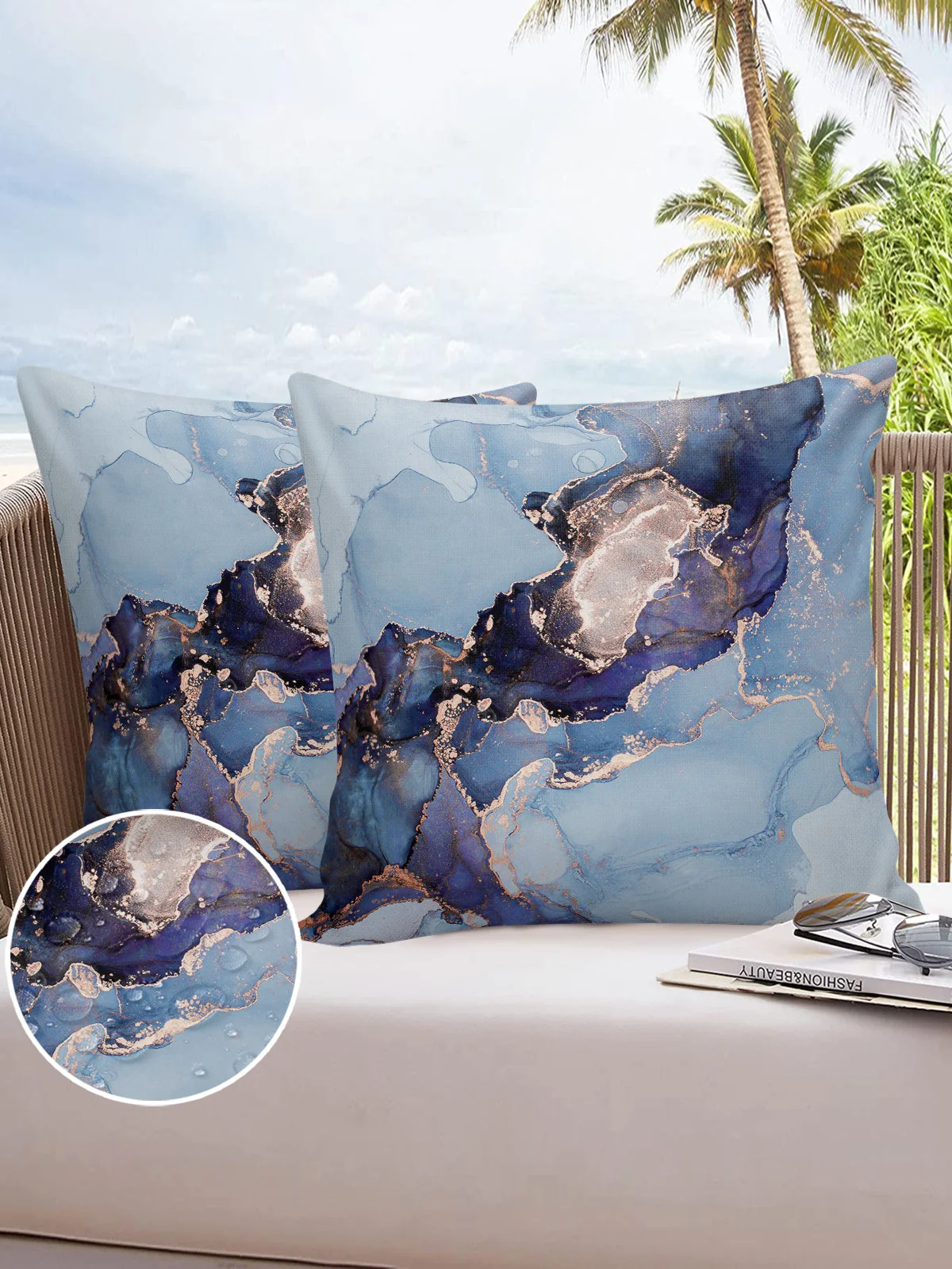 

Marble Texture Ink 2/4PCS Outdoor Garden Pillowcase Waterproof Sofa Pillow Cover Case Garden Patio Cushion Covers Home Decor