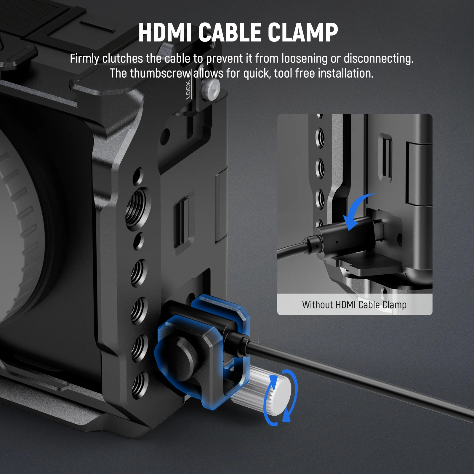 NEEWER ZV-E1 Camera Cage with HDMI Cable Clamp NATO Rail 3/8\