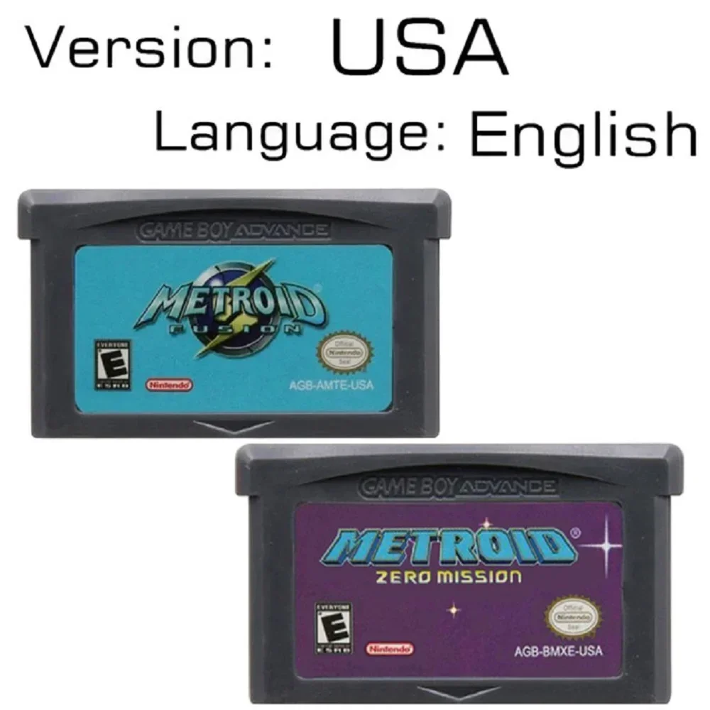 Cartuccia di gioco per console di gioco GBA Video a 32 bit Serie Metroid Fusion Zero Mission Versione americana Versione europea. Nostalgia classica
