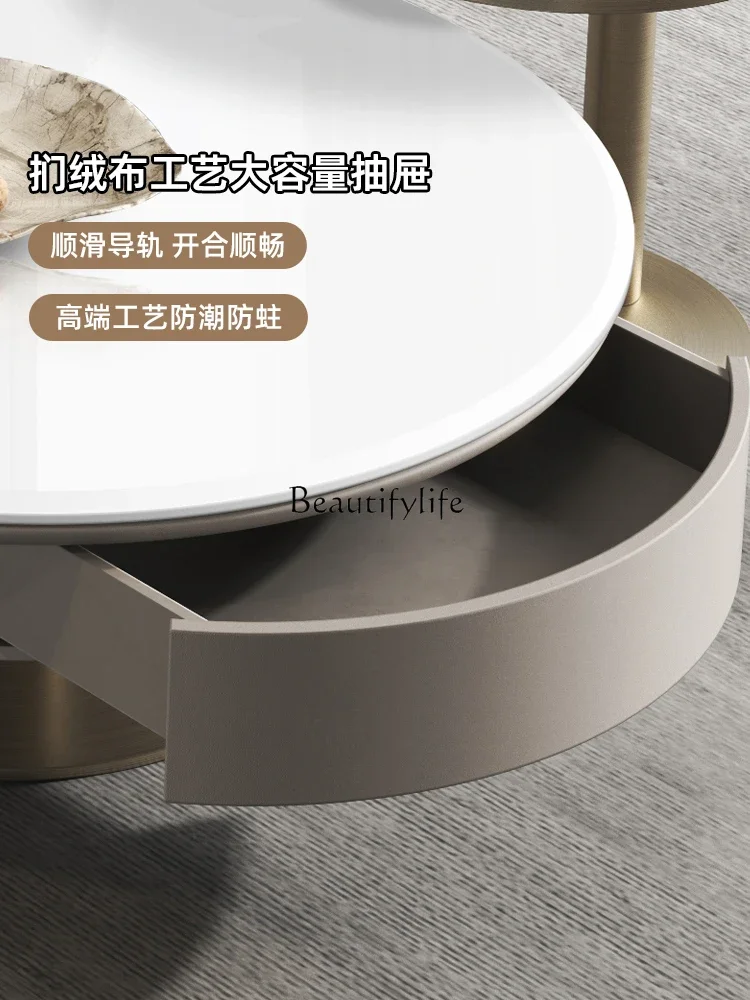 lxItalian Simple Luxury Jade Stone Modern Minimalist Coffee Table Combination Home Small Apartment