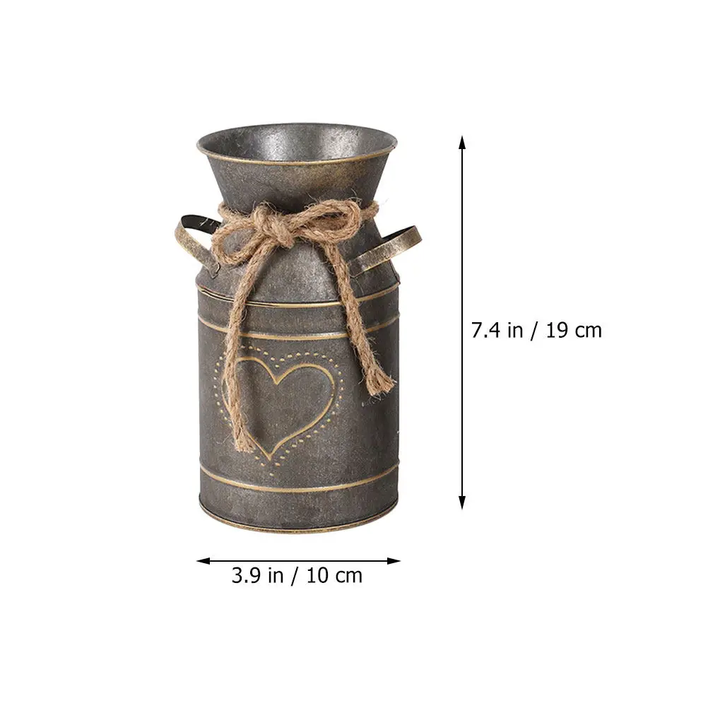 Galvanized Iron Flower Bucket Retro Planter Decorative Vase for Home Office Balcony Indoor Garden Floral Arrangement Organizer