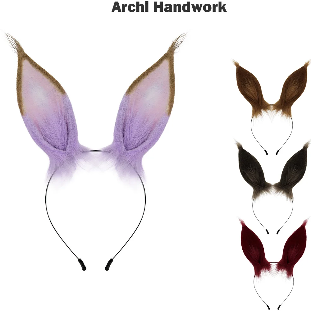 

Archi Handwork Pretty Derby Furry Headwear Animal Horse Pony Ears Fluffy Headband Hair Band Fursuit Cosplay Performance Props