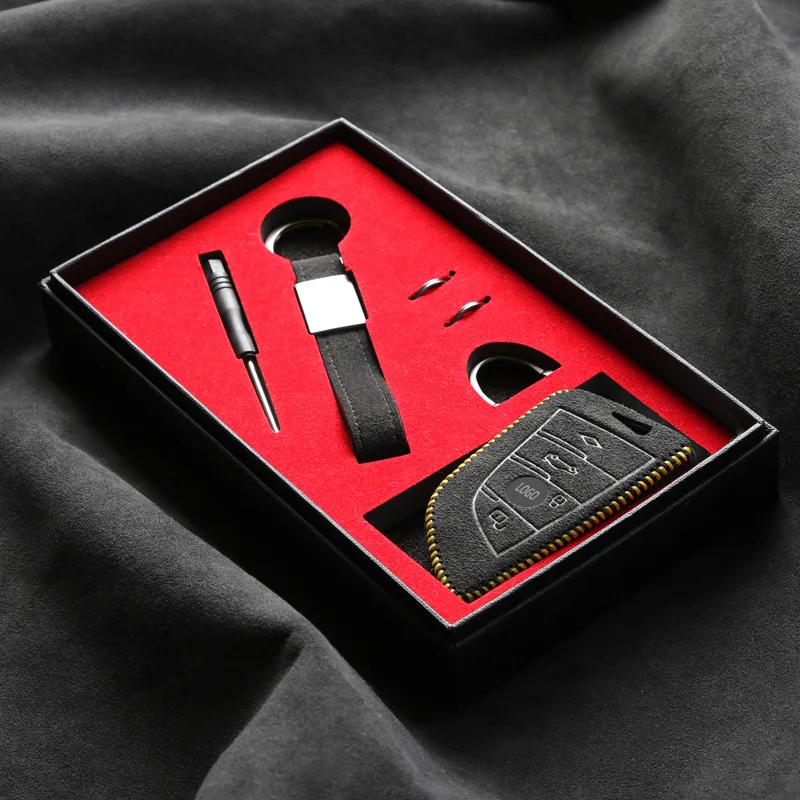 Alcantara Key Fob Cover For Aston Martin DB11 Vantage DBX Key Case Key Chains Car Accessories