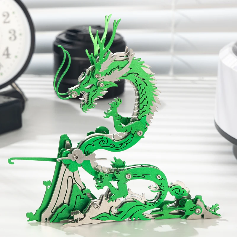 لعبة ألغاز معدنية ثلاثية الأبعاد للتنين الصيني من MOKR للأطفال، نموذج مصنوع يدويًا لعيد الميلاد ورأس السنة الجديدة، هدية للتعليم والتدريب