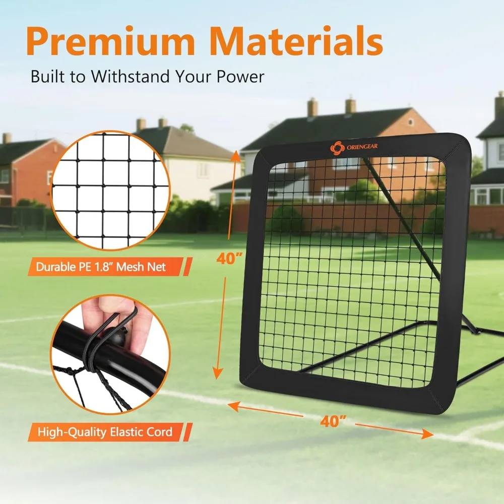 ตาข่ายซ้อมฟุตบอลแบบเด้งกลับ ปรับมุมได้ 8 ระดับ ขนาด 40 x 40 นิ้ว ทนทาน เหมาะสำหรับฝึกซ้อมในสวนหลังบ้านและพัฒนาทักษะเด็ก