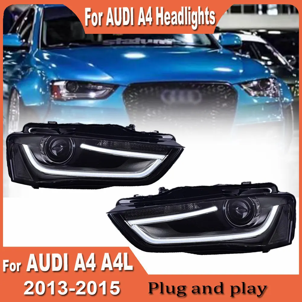 Car Front Lights For Audi A4 2013 2014 2015 2016 A4L S4 B8 Headlamp Upgrade High Configure Led Headlights Assembly Plug and play