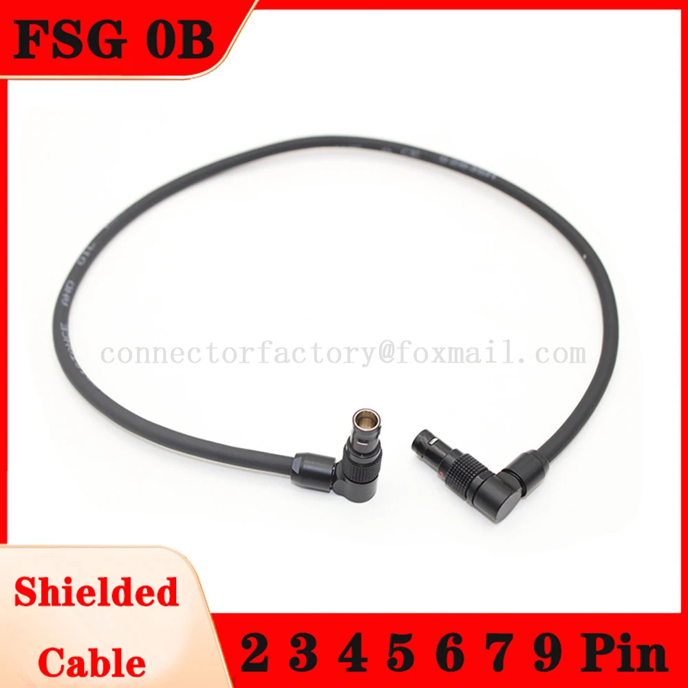 Black FSG With Shield Cable 0B 2 3 4 5 6 7 9 Pin 360 degrees Adjustable Right Angle Male Plug Push-pull Self-Locking Connector