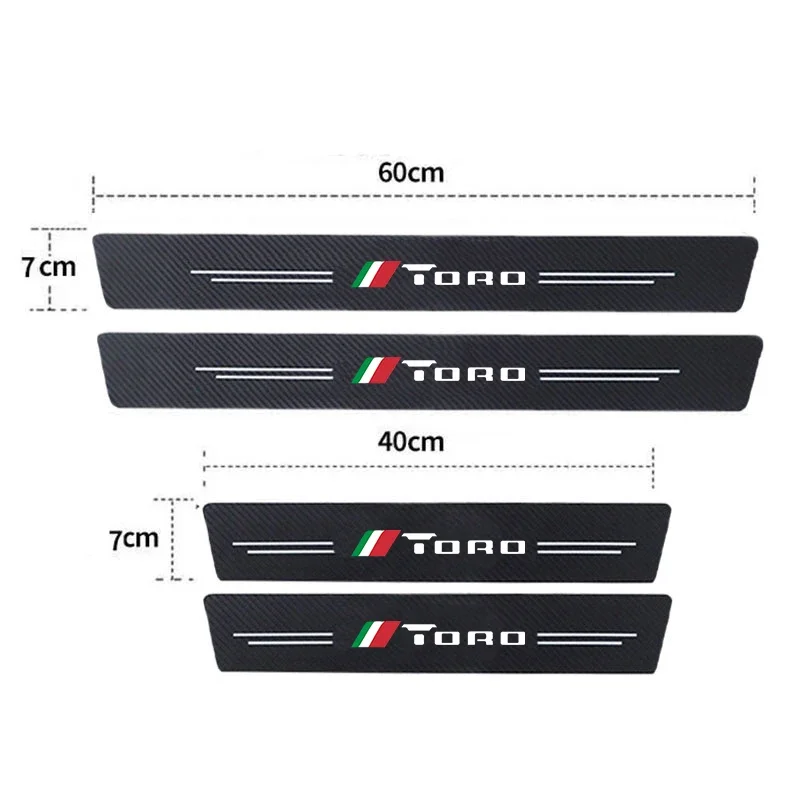 Car Tailgate Sill Bumper Guards Stickers Styling for Fiat TORO Emblem Carbon Fiber Door Threshold Decals Protective Film