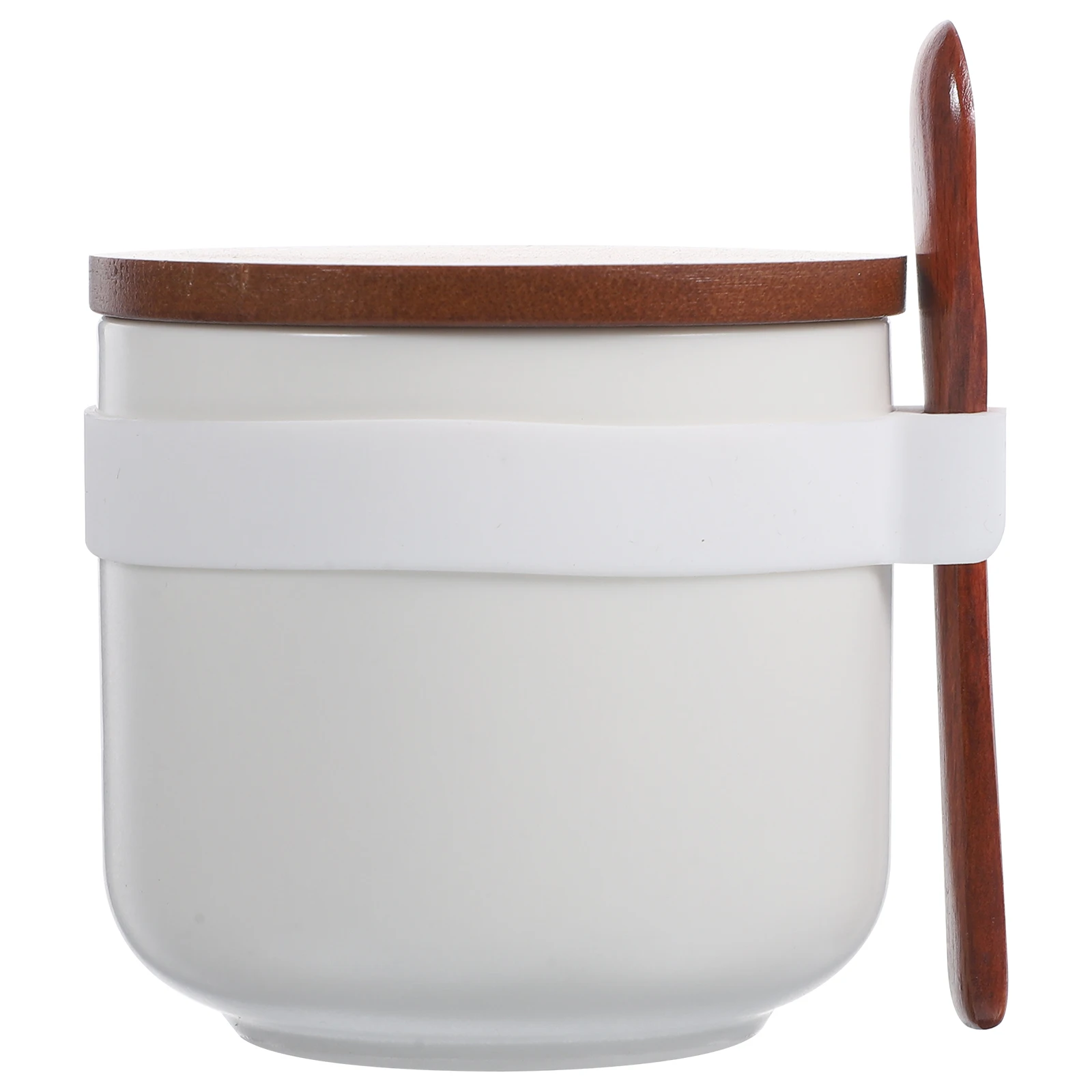 

Jar Seasoning Set Spices Jars Kitchen Ceramic Wooden Spoon Salt Container with Lid and