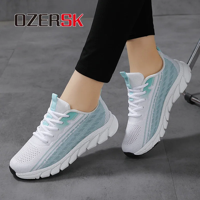 OZERSK sepatu wanita 2024 Sneakers Platform modis sepatu lembut wanita musim semi musim panas Mesh bersirkulasi sepatu kasual untuk wanita