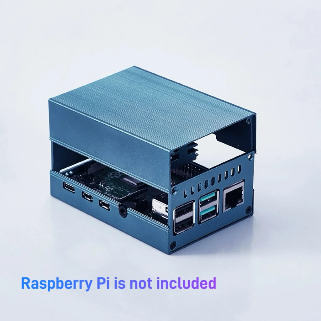 Carcasa de Metal para Raspberry Pi 4 Modelo B, potente ventilador de refrigeración incorporado, carcasa de aleación de aluminio