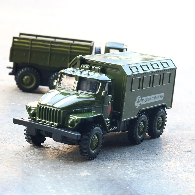 1:50 4Pcs/Lot Simulation Alloy Diecast Material Military Vehicle Model Toy Car Sound Light Pull Back Collection Toys Kids Gifts
