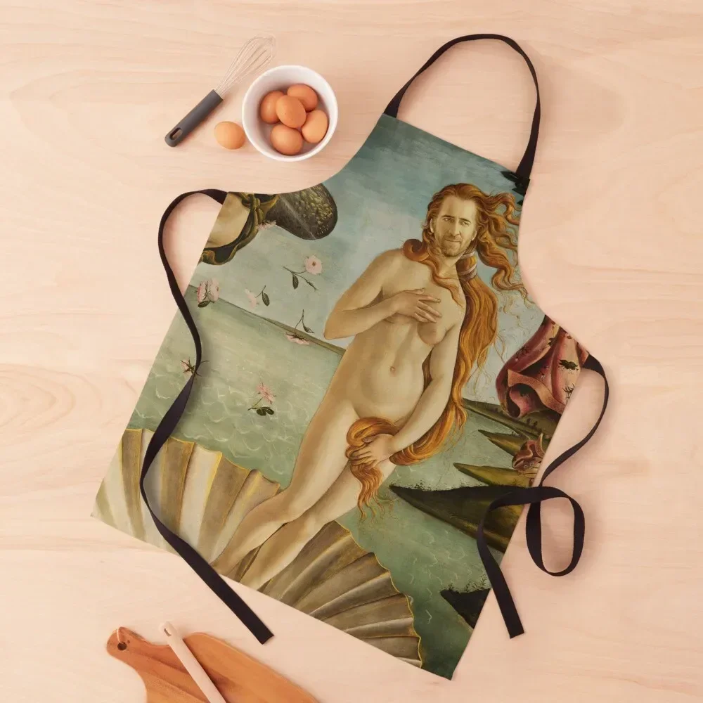 

The Birth of Nic Cage (after Botticelli), Venus Nic Cage Painting Apron christmas kitchen professional hairdressing Apron