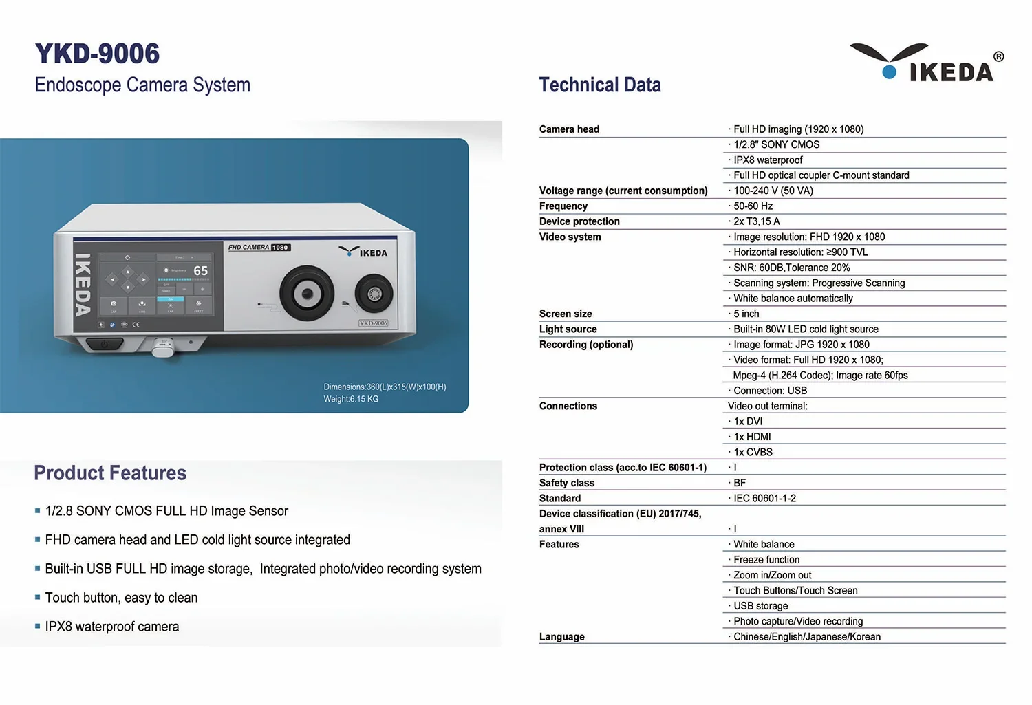 Medical Endoscopic imaging camera system for ENT