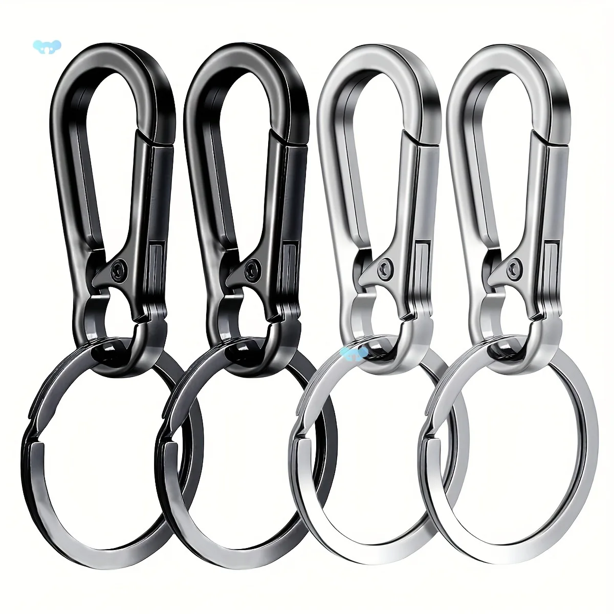 

4Pcs Carabiner Clip Metal Keychain Carabiner Shape Key Ring Keyring Key Holder Clips Hook Holder Organizer for Car Keys Finder