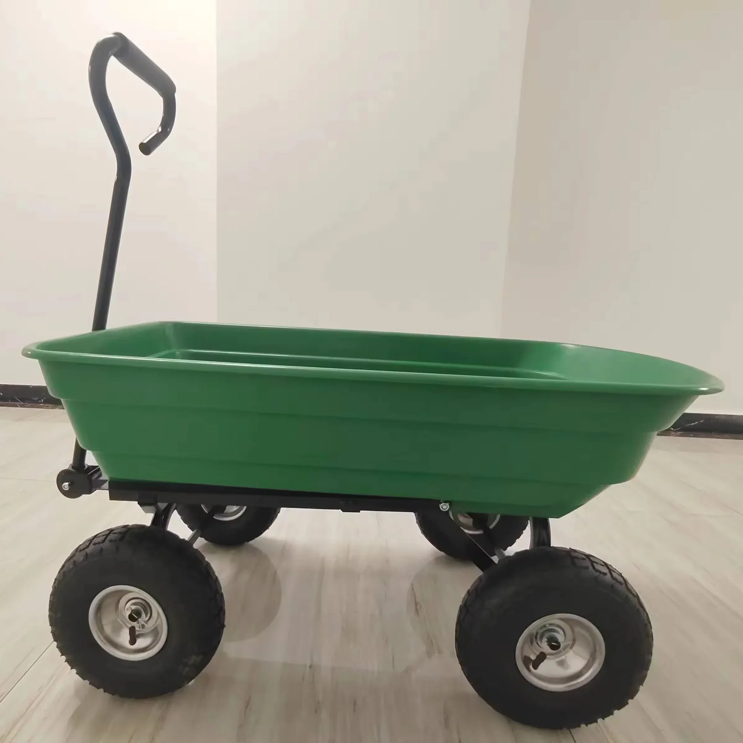 Jingcheng Green Plastic Garden Dump Utility Trailer With Solid Wheel Construction Wheelbarrow