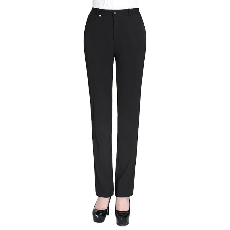 Pantalon de travail noir pour femme, pantalon slim imbibé pour hôtel et restaurant, WaClafjProfessional Straight, fjSummer