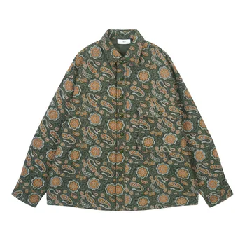 Herfst Japanse retro cashewbloemkleur shirt met lange mouwen heren losse knappe trend bloemen shirtjas
