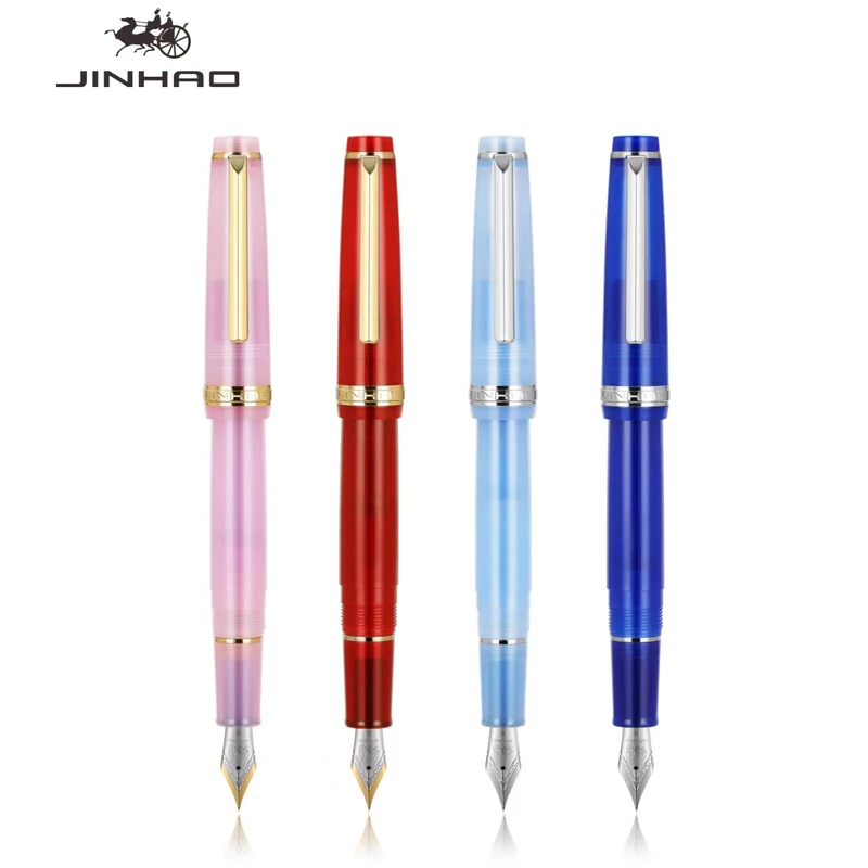 Jinhao 82 DIY Transparency Fountain Pen Acrylic Ink Spin Golden EF/F Nib Elegante Business Office School Supplies Writing Pen