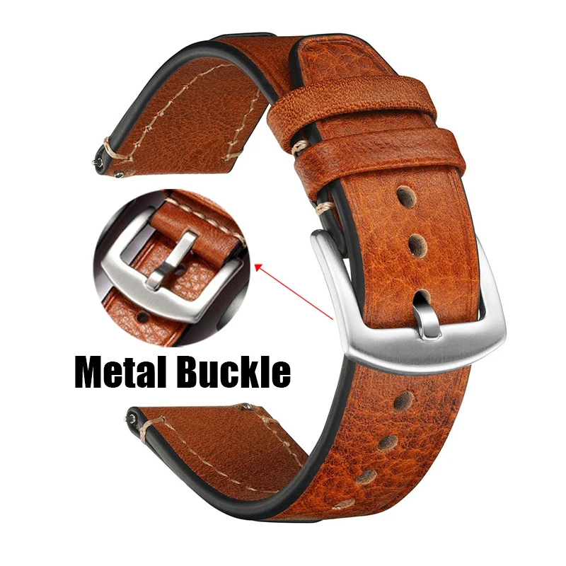 20mm 22mm Genuine Leather Watch Strap Vintage Universal Quick Release Women Men Belt Bracelet for Omega Band for Rolex Wristband