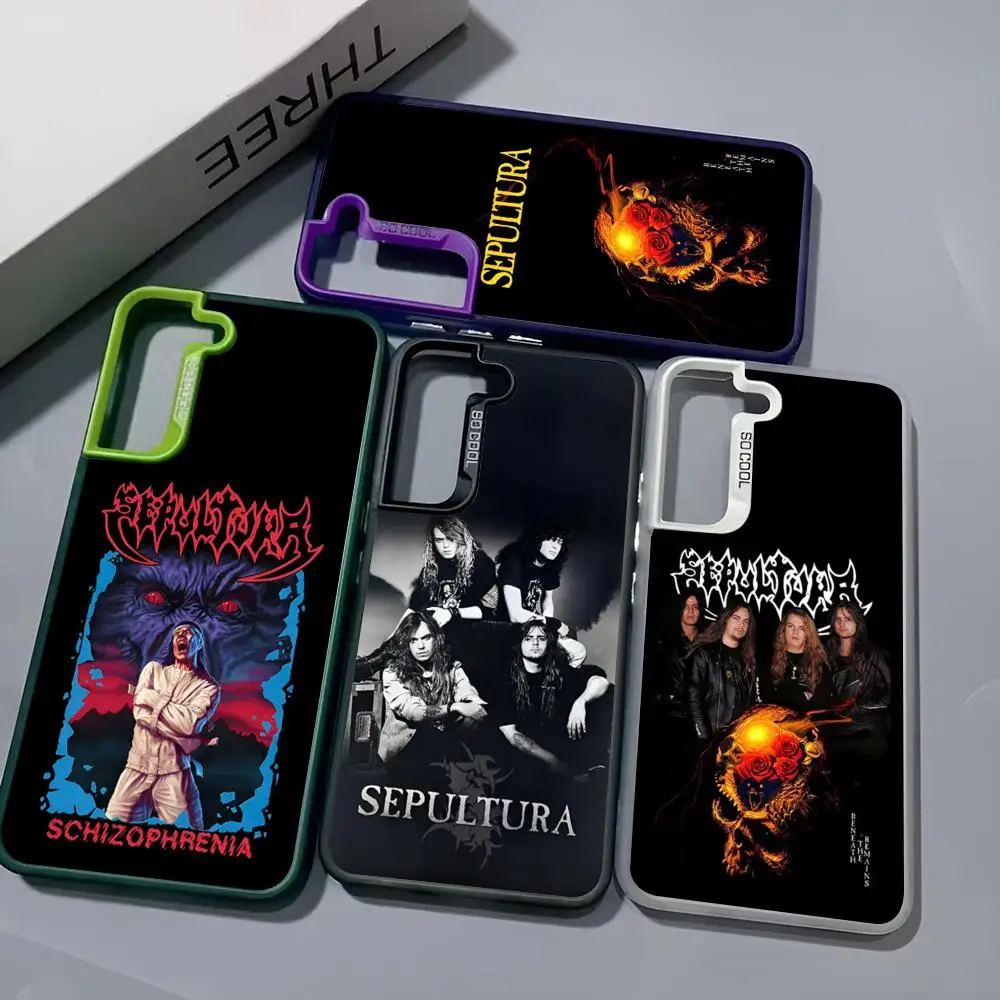 Heavy Metal Band Sepultura Phone Case For Samsung Galaxy S25 S24 S23 S22 S21 S20 Note20 Ultra Plus Fe colored silver Cover