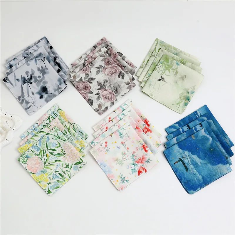 12 Buah Sapu Tangan Katun Murni Jepang Handuk Keringat Penyerap Tipis Cetak Satu Sisi Handuk Tangan Tiongkok Antik 43Cm