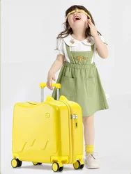 18 Inch Kids Luggage Can Sit and Ride on Suitcase  Carry-on Luggage Bag Travel Suitcase for Children Trolley Case With Wheels