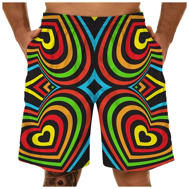 Calções havaianos para homens, calção de natação secagem rápida, calça casual de praia, roupas masculinas extragrandes, 3D Print, verão