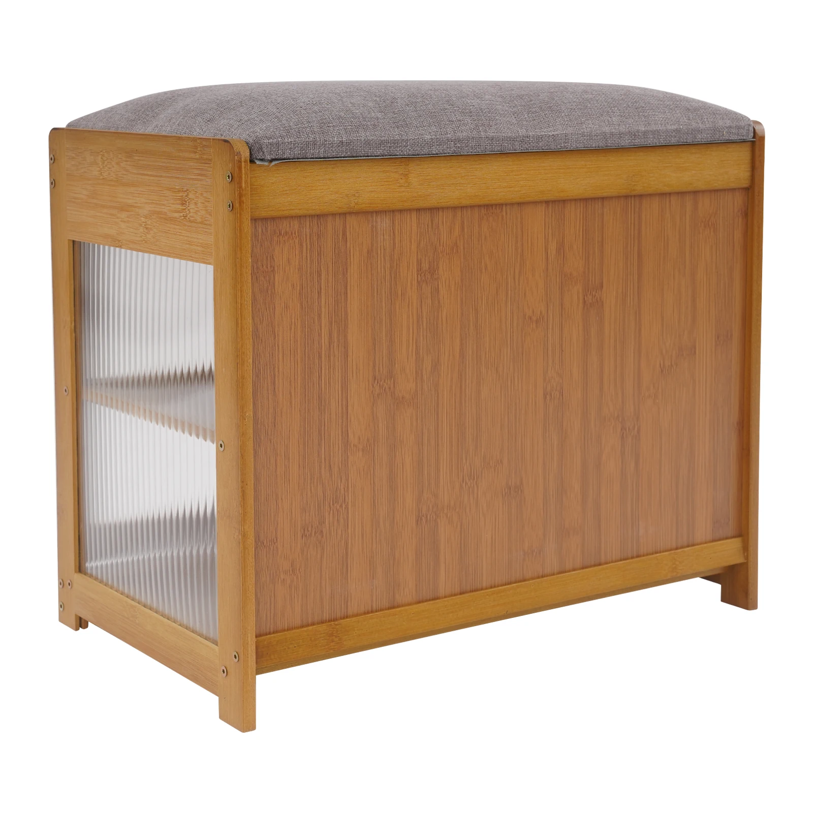 Schoenenbank in de hal - Bruine schoenenrekbank met kussen, 2-laags opbergruimte 165,35 lbs Belasting 50x32x44cm Acryldeur en magnetisch scharnier