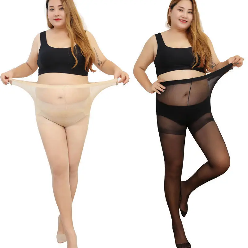 Plus Size Basic Stockings Double Shift Watermelon File Female Stocking Women's Thin Section plus-Sized plus-Sized Black Opaque T