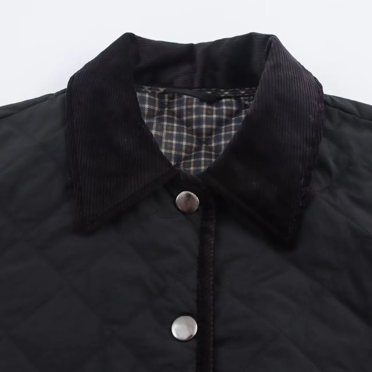 خريف 2025 المرأة كسول Sle النايلون سروال قصير Bfled معطف الوقوف طوق ort ملابس خارجية حامل غير رسمي صالح زر إغلاق #2