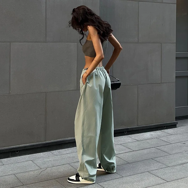 Cargo Pants Y2K Clothes Loose Drawstring Low Waist Joggers Trousers Women Casual Outfits Streetwear Baggy Wide Leg Sweatpants