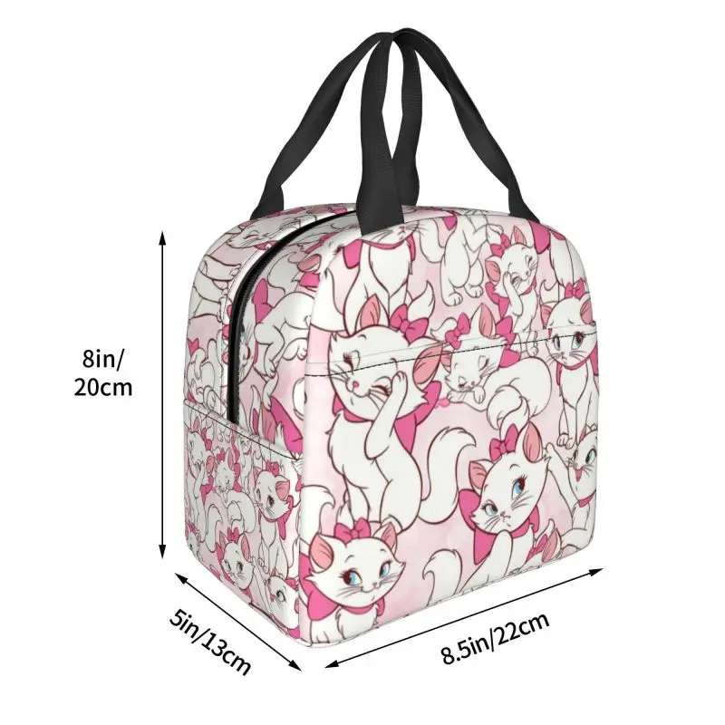 Custom Marie Cat Lunch Bag Portable Cooler Thermal Insulated Bento Box For Women Kids School Food Tote Bags